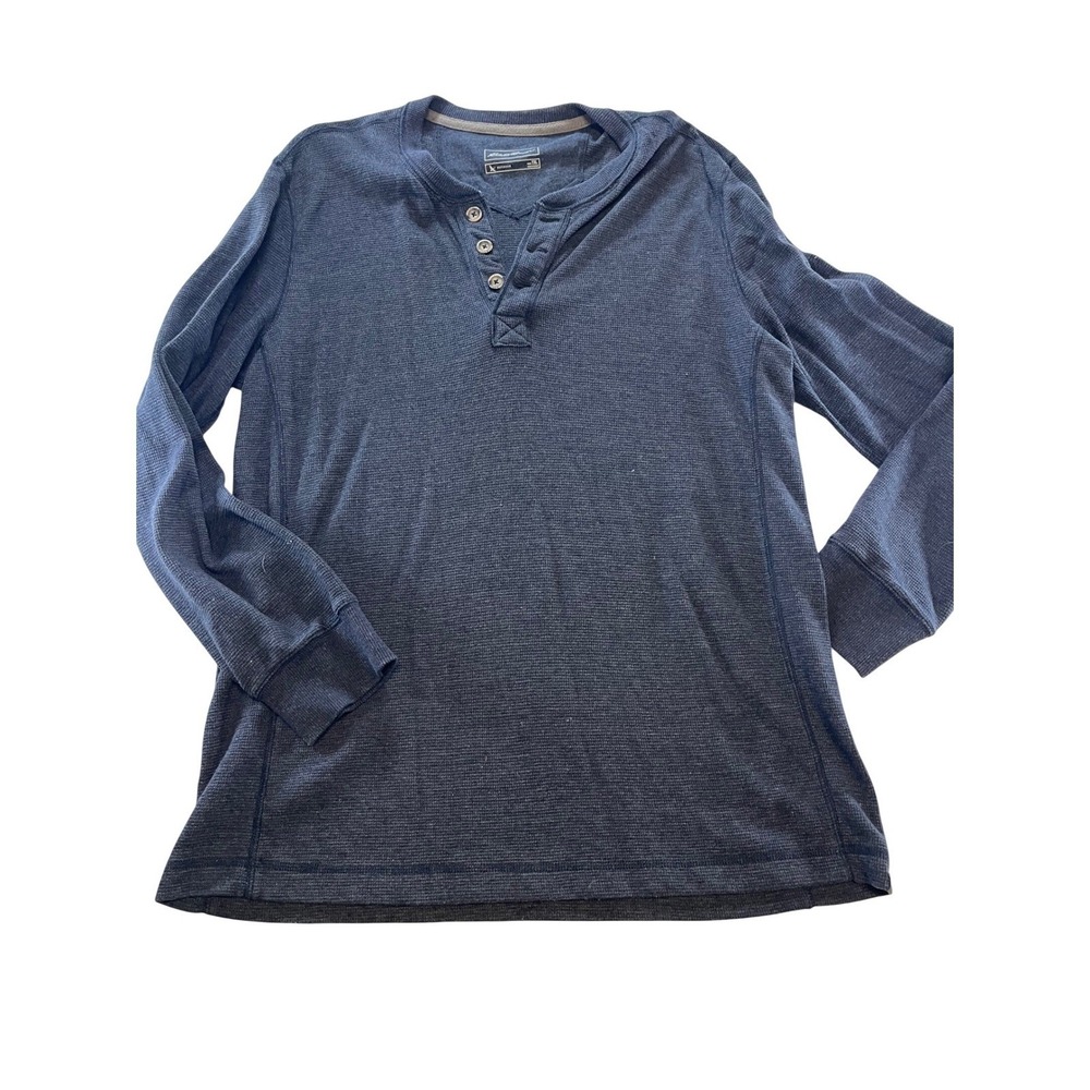 TXL Eddie Bauer Mens‎ Outdoor Long Sleeve Henley Shirt Navy Cotton Blend